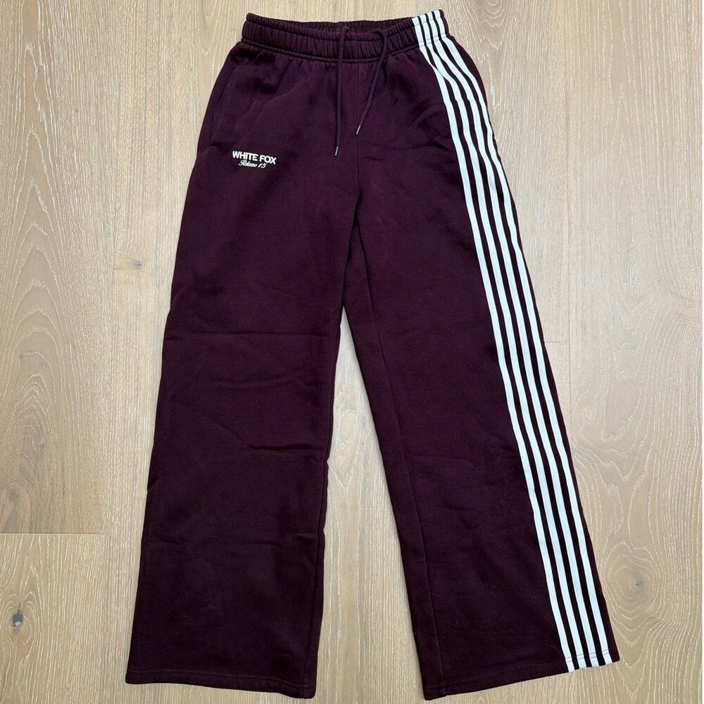 White Fox Sweatpants Stripe Side Release 15 Size XS Plum Burgundy